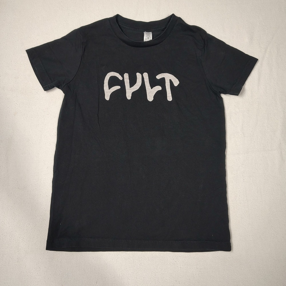 Cult BMX T-Shirt Kids Size 10 Black Cotton Streetwear Graphic Tee Short Sleeve